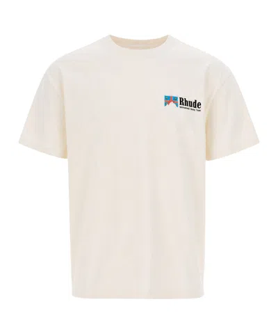 Rhude Short-sleeved T-shirt In Vintage White / Black
