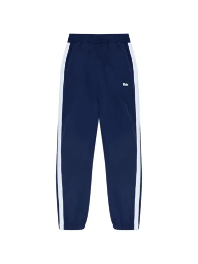 Rhude Side-stripe Trousers In Blue