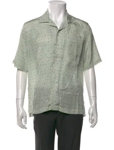 Pre-owned Rhude Silk Graphic Print Shirt In Green