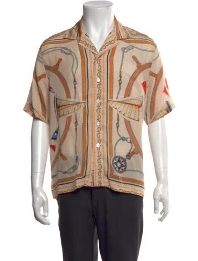 Pre-owned Rhude Silk Graphic Print Shirt In Neutral