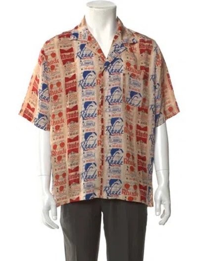 Pre-owned Rhude Silk Graphic Print Shirt W/ Tags In Neutral
