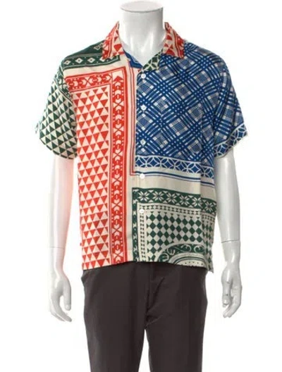 Pre-owned Rhude Silk Plaid Print Shirt In Orange