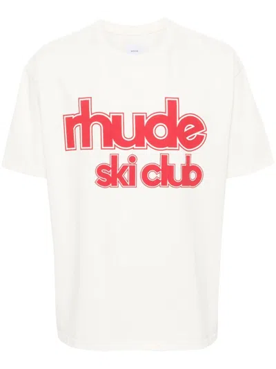Rhude Logo-print Cotton-jersey T-shirt In White