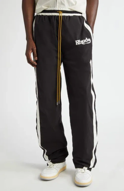 Rhude Logo-print Track Pants For Men In Blackwhite