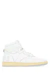 Rhude Rhecess Distressed Leather High-top Sneakers In White