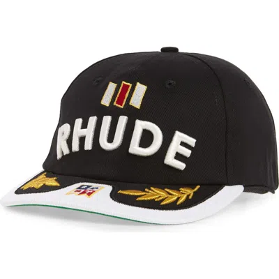 Rhude Souvenir Logo Embroidered Twill Baseball Cap In Black