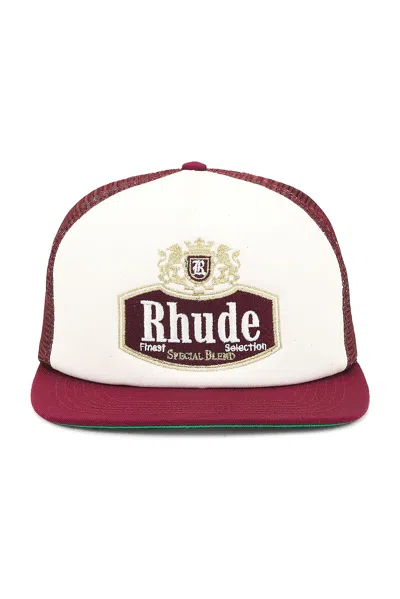 Rhude Special Blend Trucker Hat In Maroon & Off White