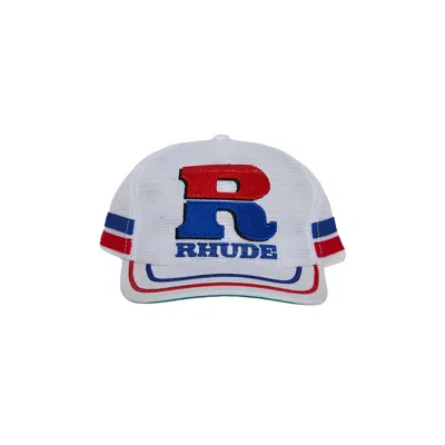 Pre-owned Rhude Split Petrol Logo Mesh Trucker Hat 'white' | Men's Size Onesize