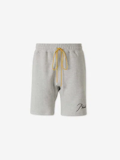 Rhude Drawstring Embroidered Track Shorts In Gray