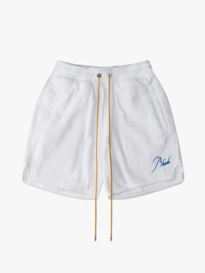 RHUDE SS24 MEN'S WHITE TOWEL SHORTS