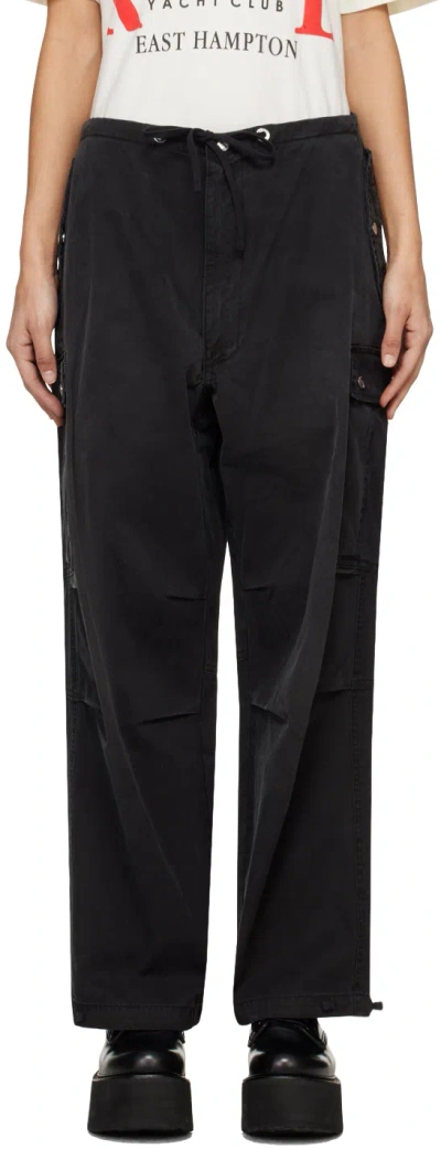 Rhude Ssense Exclusive Black Parachute Trousers In 0372 Black