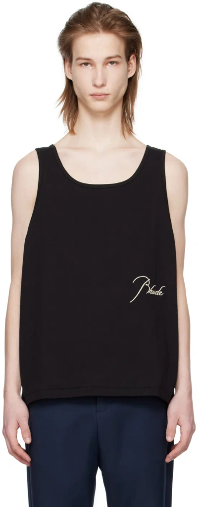 Rhude Ssense Exclusive Black Tank Top In Black/white