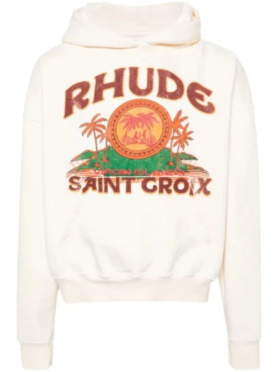 Rhude St. Croix Cotton Hoodie In White