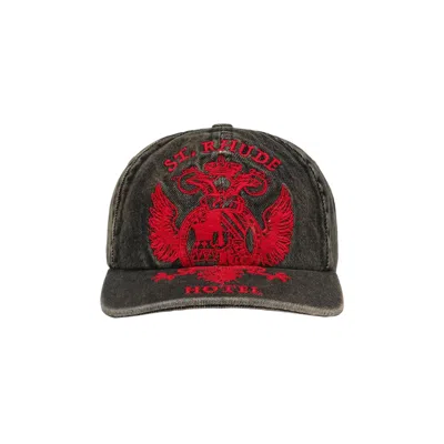 Pre-owned Rhude St. Seal Denim Hat 'agoura Black/red' | Men's Size Onesize