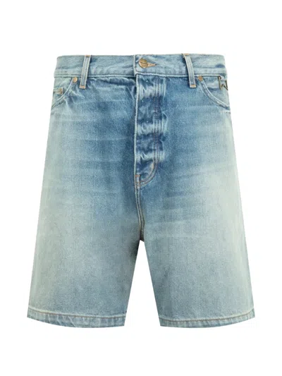 Rhude Stone-washed Denim Shorts In Blue