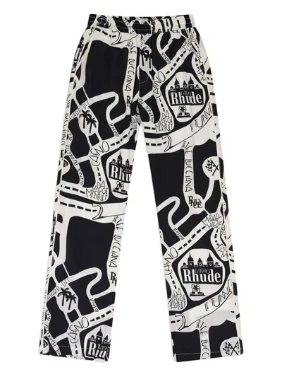 Rhude Strada Silk Track Pants In White