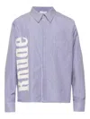 Rhude Stripe-pattern Logo-print Shirt In Blue