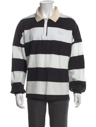 Pre-owned Rhude Striped Collar Polo Shirt In Black