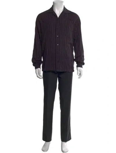 Pre-owned Rhude Striped Long Sleeve Shirt In Blue