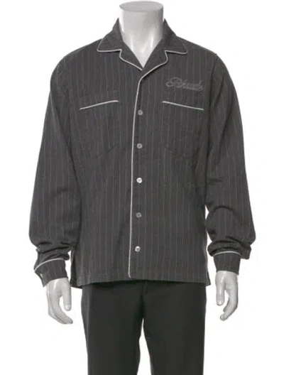 Pre-owned Rhude Striped Long Sleeve Shirt In Gray