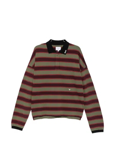 Rhude Striped Long-sleeve Polo Shirt In Brown