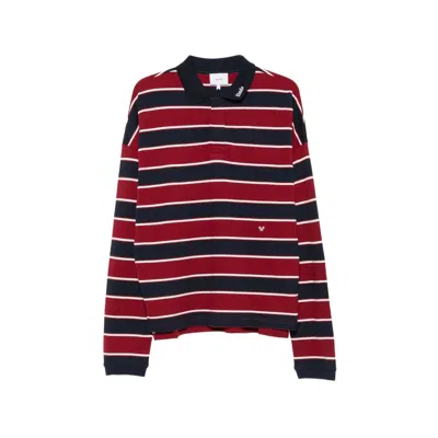 Rhude Striped Long Sleeve Polo Shirt Logo In Multi