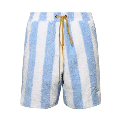 Pre-owned Rhude Striped Loop Terry Short 'white/light Blue' | Men's Size S