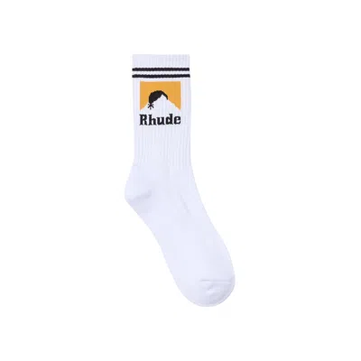 Pre-owned Rhude Striped Moonlight Sock 'white/black/yellow' | Men's Size Onesize