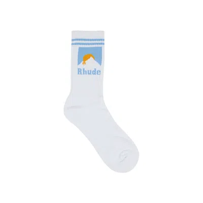 Pre-owned Rhude Striped Moonlight Sock 'white/blue/yellow'