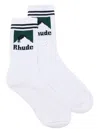 Rhude Lunar Intarsia Mid-calf Ribbed Socks In White