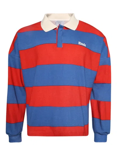 Rhude Striped-pattern Pique Polo Shirt In Multi