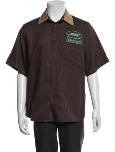 Pre-owned Rhude Striped Short Sleeve Shirt In Brown