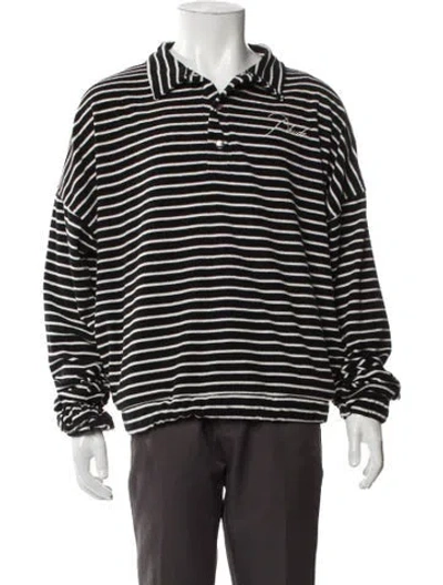 Pre-owned Rhude Striped V-neck Polo Shirt In Black