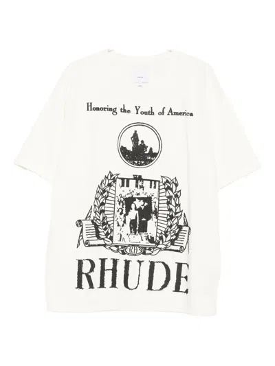 Rhude Relaxed Fit American Youth Graphic T-shirt In White