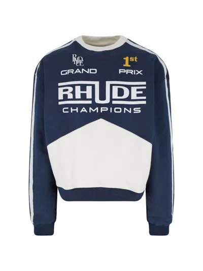 Rhude Men's Champions Colorblock Sweatshirt In Navy