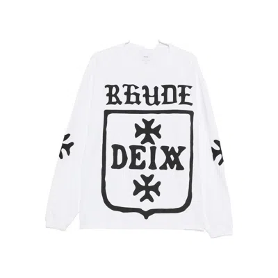 Rhude Logo-print Long-sleeve Sweatshirt In White