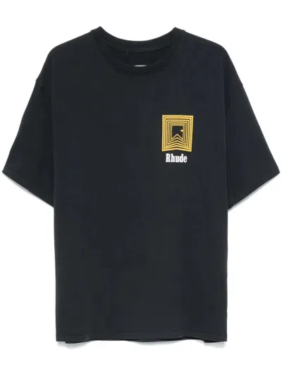 Rhude T-shirts And Polos Blue In Nero