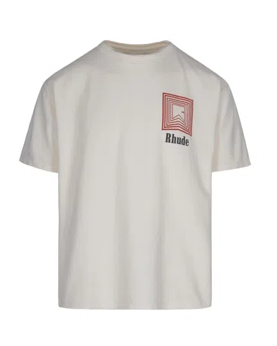 Rhude T-shirt Chevron Logo Repeat Tee Vintage White In Multi