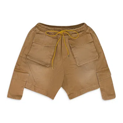 Rhude Drawstring Cargo Shorts In Brown
