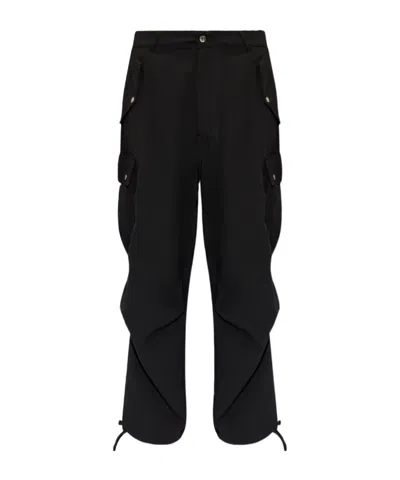 Rhude Textured-finish Straight-leg Cargo Pants In Black