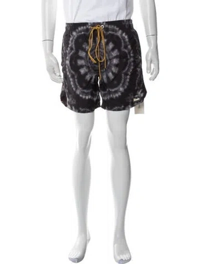 Pre-owned Rhude Tie-dye Print Swim Trunks In Black