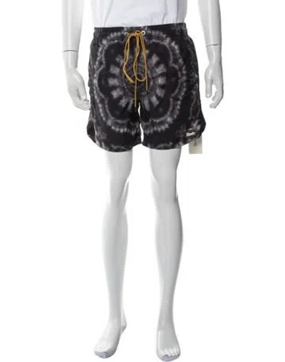 Pre-owned Rhude Tie-dye Print Swim Trunks W/ Tags In Black