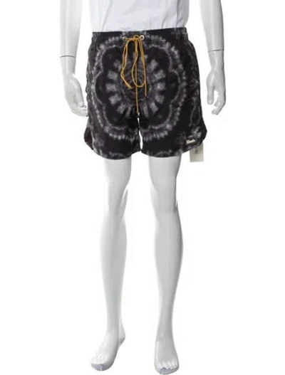 Pre-owned Rhude Tie-dye Print Swim Trunks W/ Tags In Black