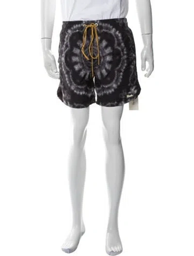 Pre-owned Rhude Tie-dye Print Swim Trunks W/ Tags In Black