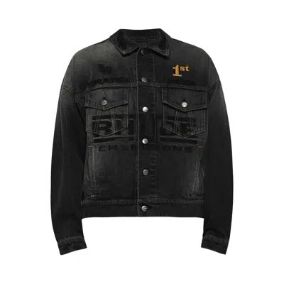 Pre-owned Rhude Tire Denim Trucker Jacket 'agoura Black' | Men's Size Xl