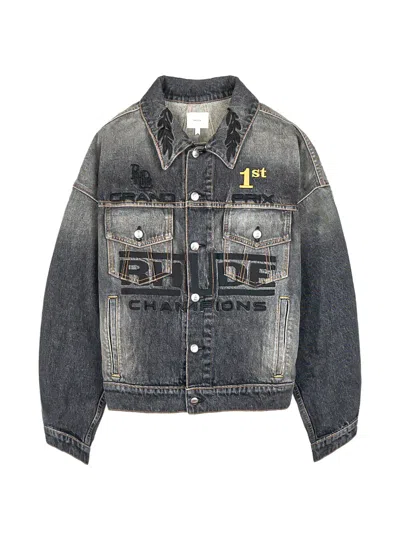 Rhude Tire Denim Trucker Jacket In Blue