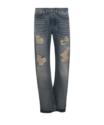 RHUDE TORN DENIM TROUSERS