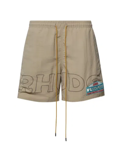 Rhude Tripoli Rally Team Logo-print Shorts In Black