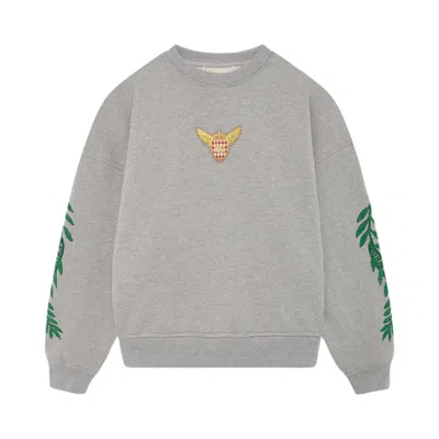 Pre-owned Rhude Tripoli Wreath Crewneck 'heather Grey/green/blue' | Men's Size Xs