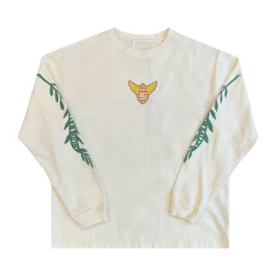 Pre-owned Rhude Tripoli Wreath Long-sleeve Tee 'vintage White/green/blue' | Men's Size Xl